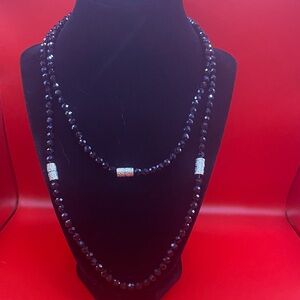 Jay King faceted Black Onyx bead Necklace 40” Long Convertible magnetic DR(123)